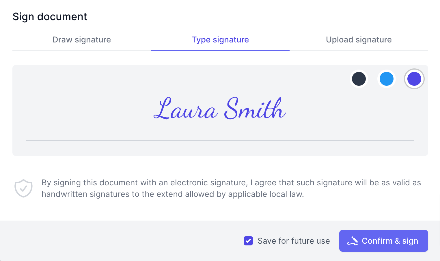 electronic Signature by fynk - type mode
