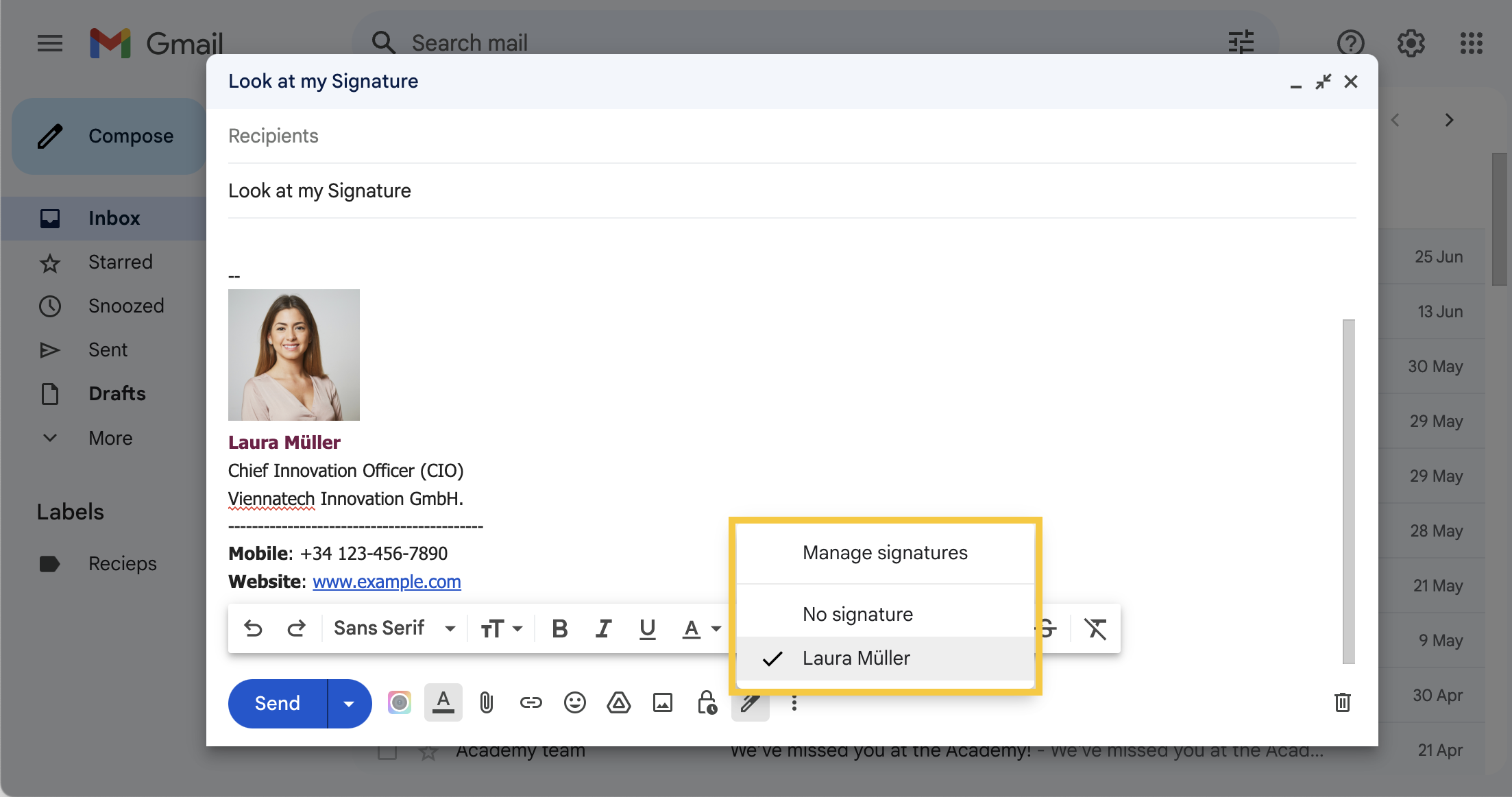 Add digital signature to Gmail