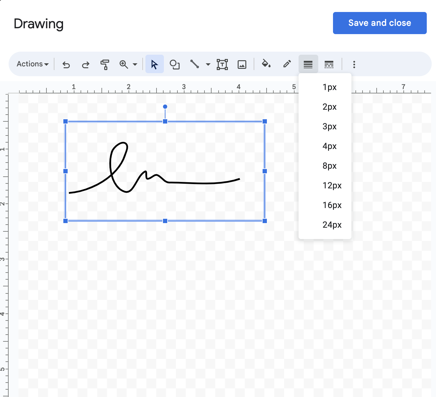 drawing signature in google docs