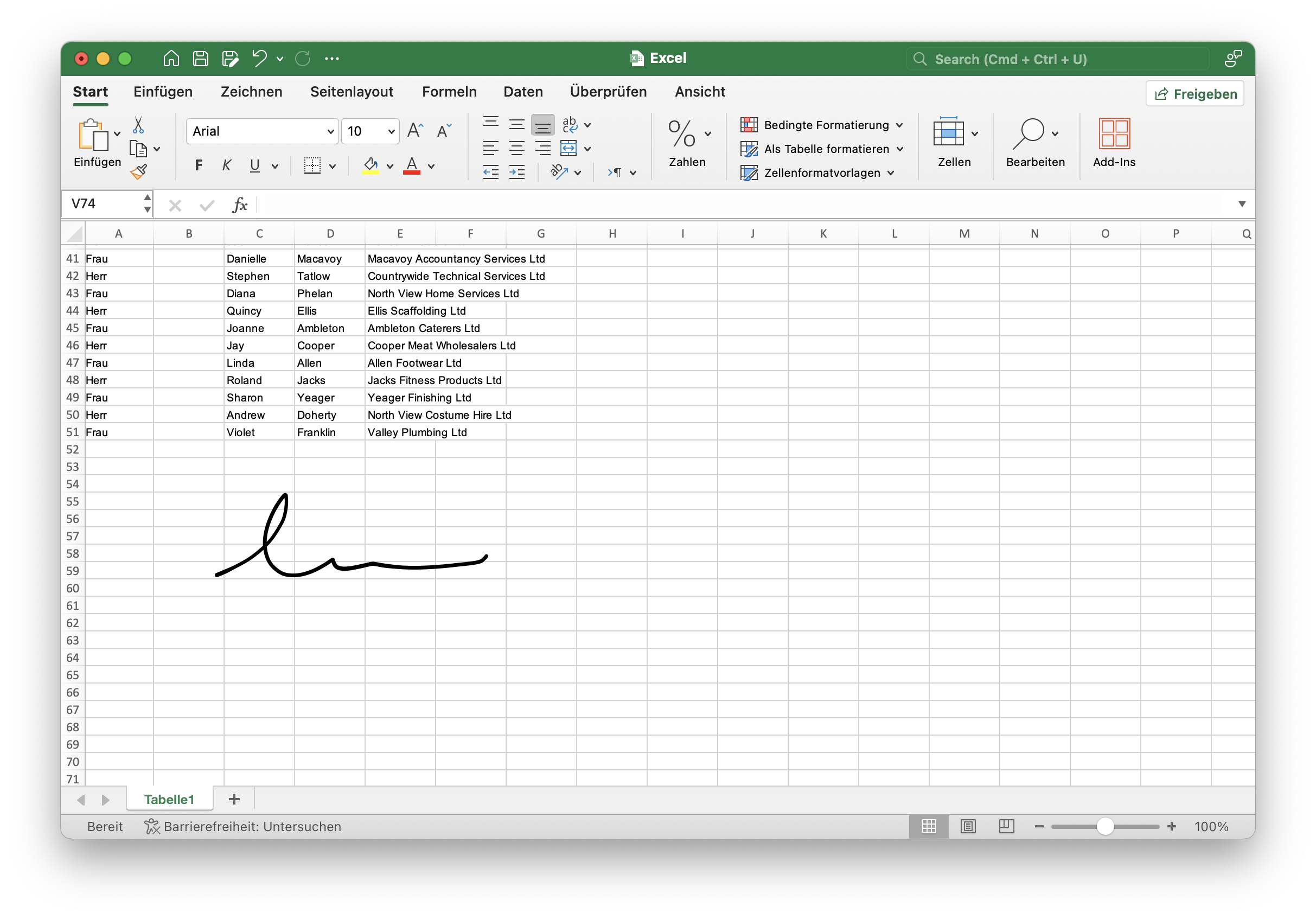 eSignatur in Excel durch Zeichnen