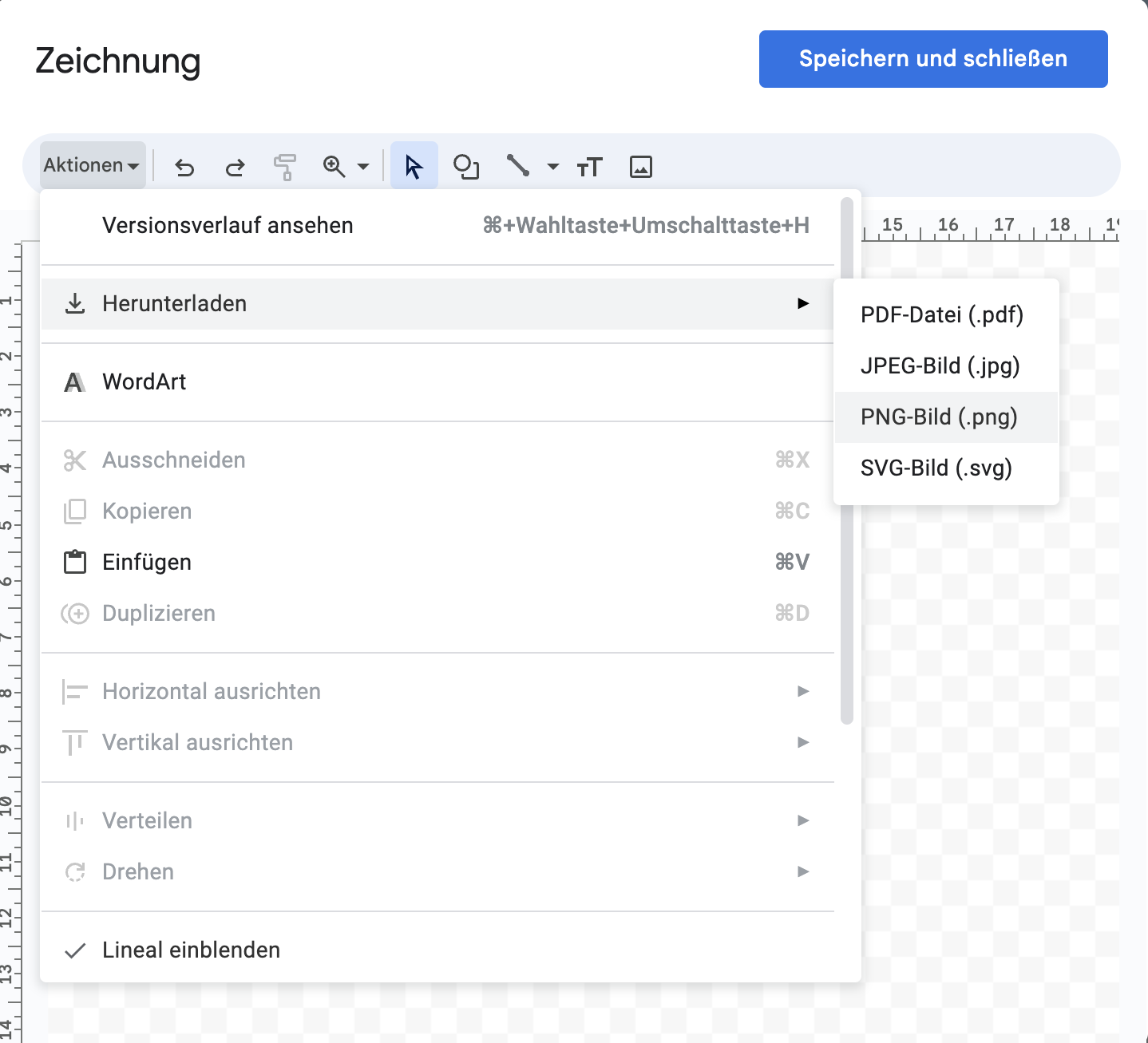 Unterzeichnung in Google Sheets herunterladen