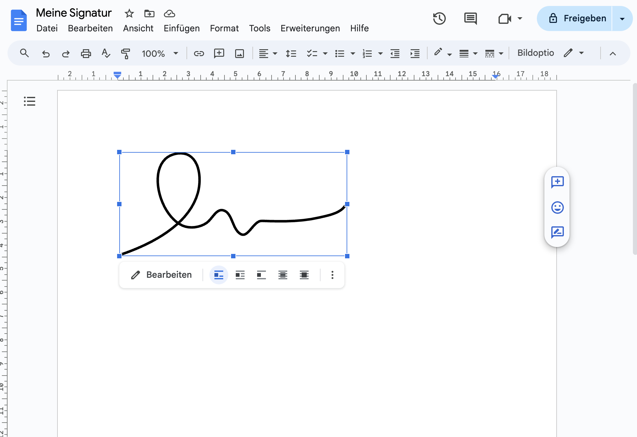 Elektronische Signatur in Google Docs