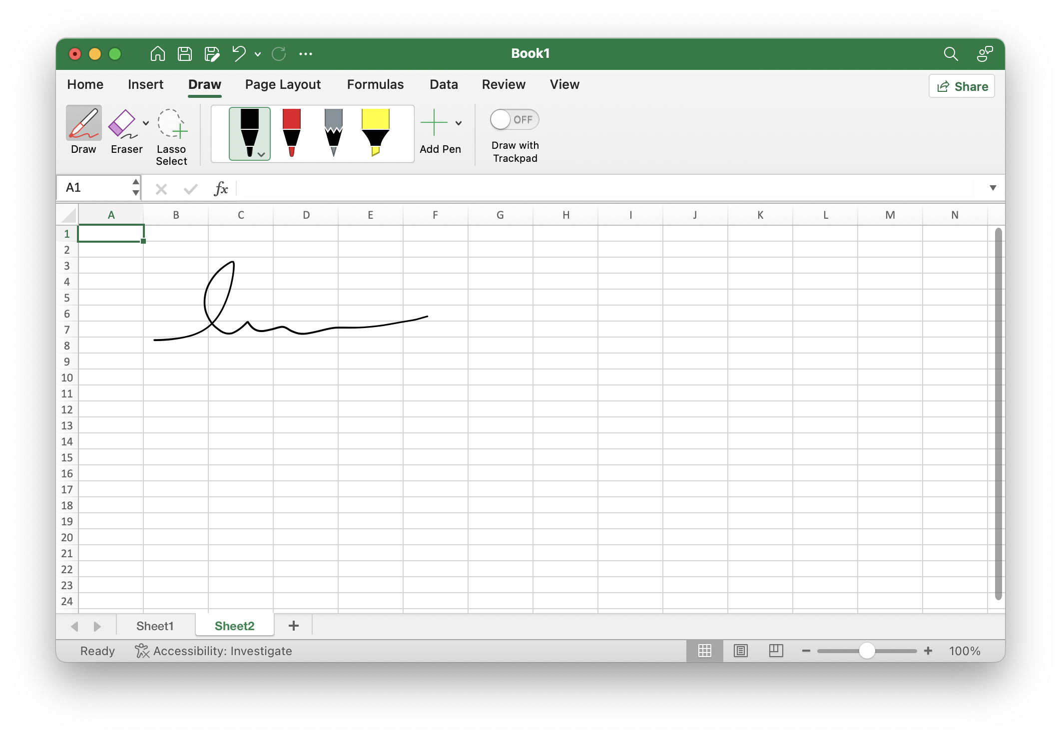 esignature in excel by drawing