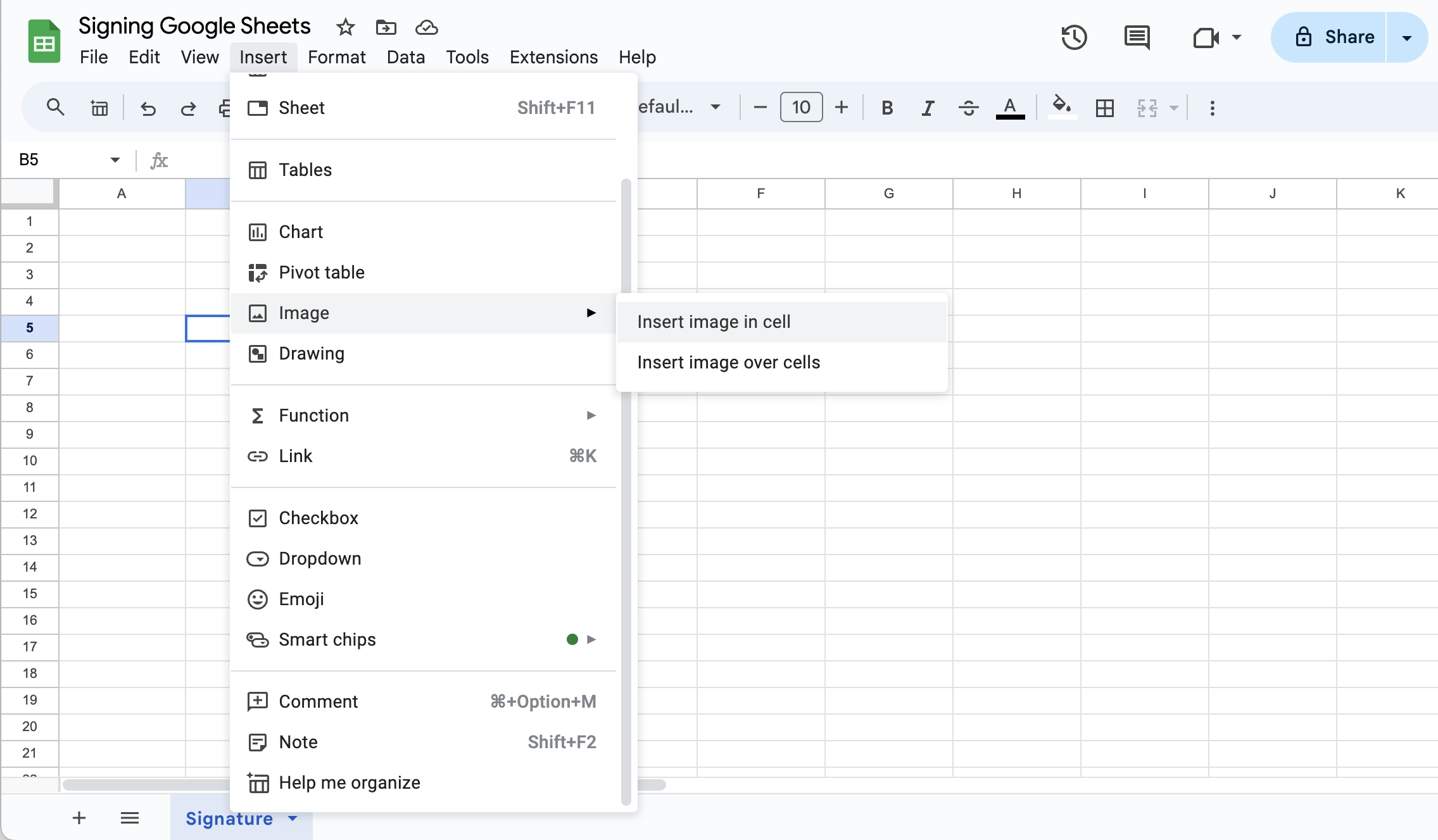 insert image in cell google sheets