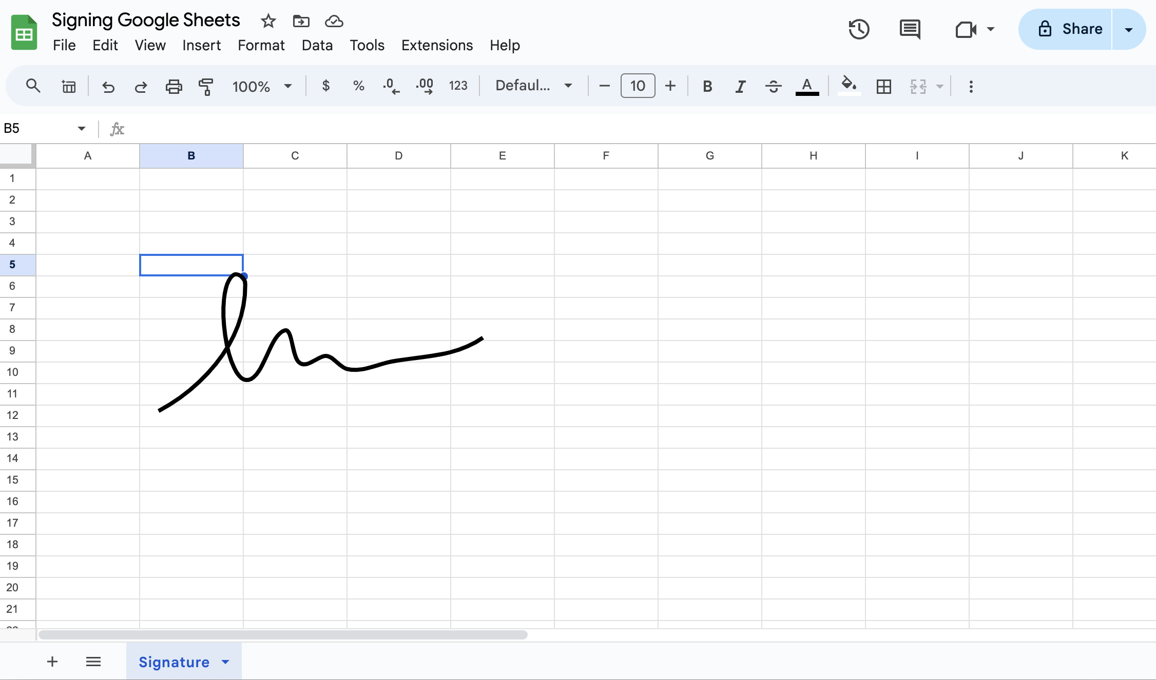 inserting signature in google sheets