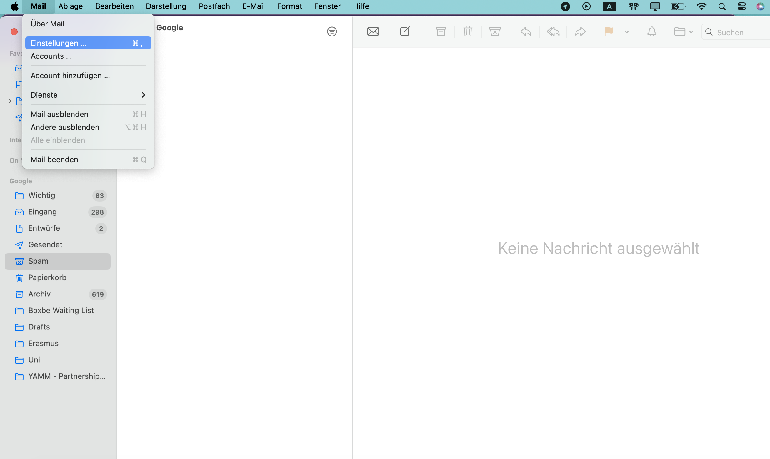 Mail-App Einstellungen auf Macbook