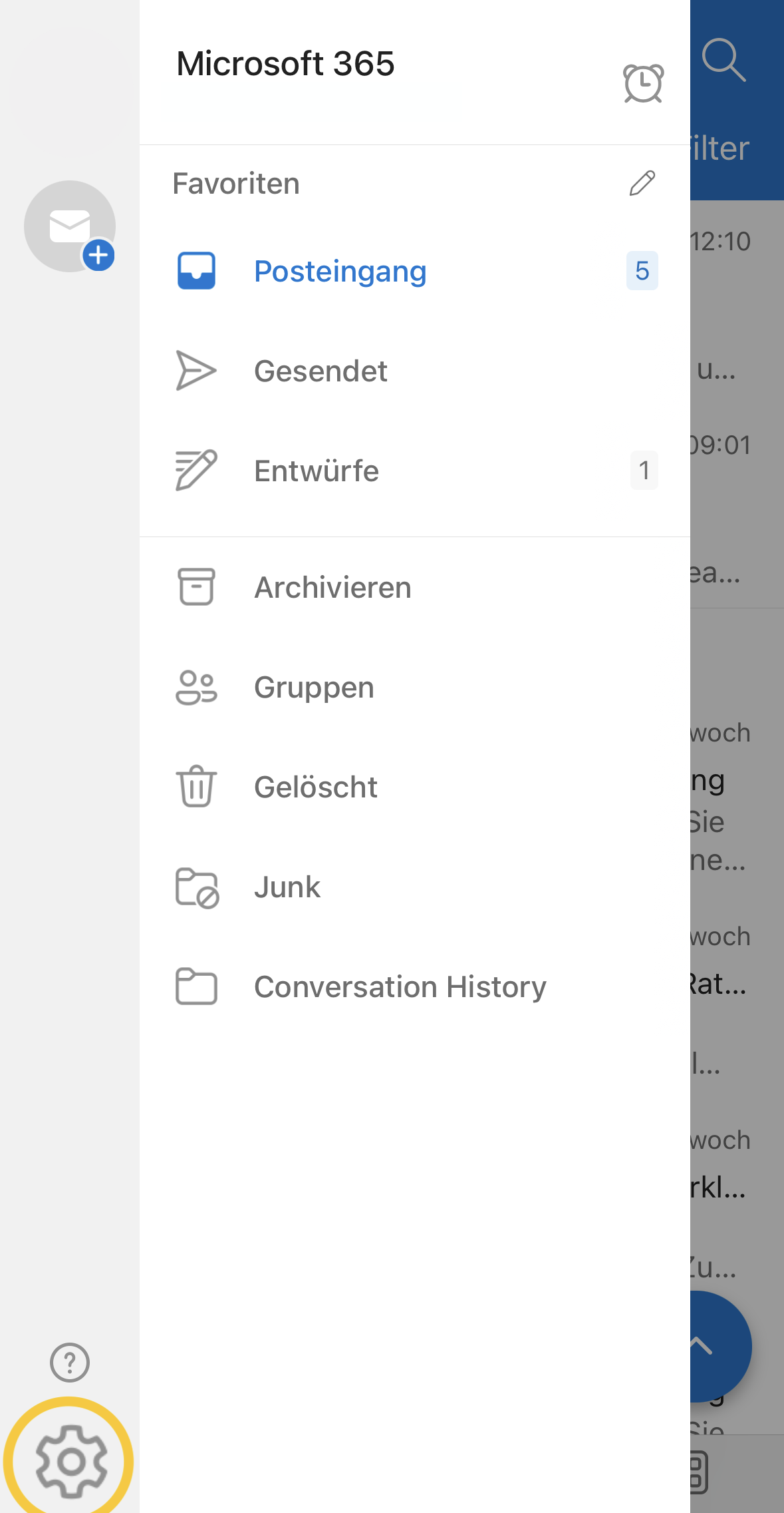 Outlook-Einstellungen in der mobilen App