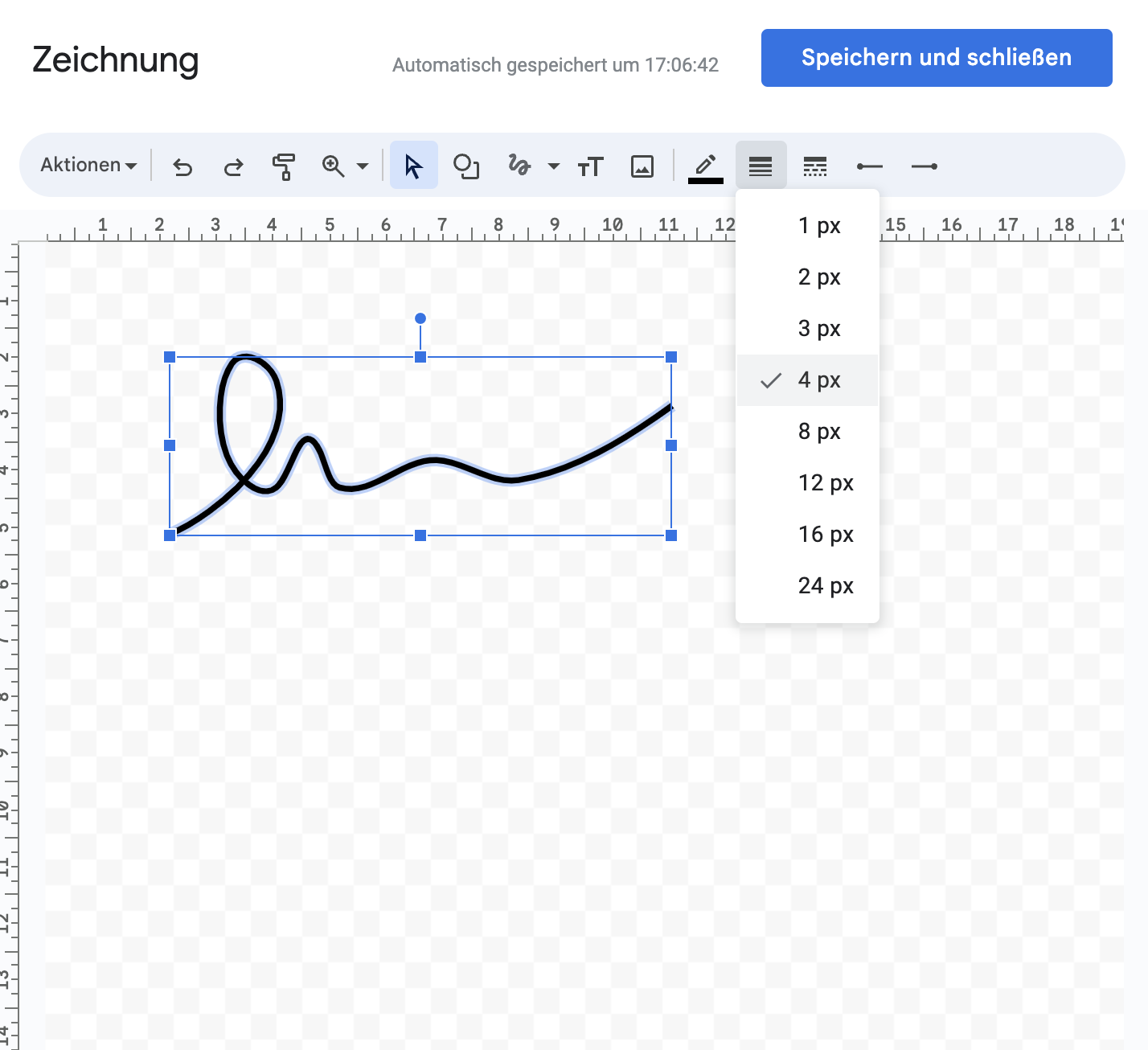 Bearbeitungsfunktionen in Google Sheets Zeichenwerkzeug