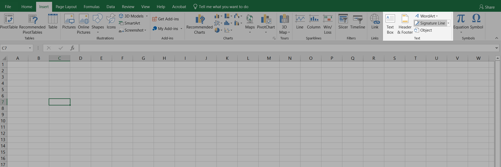 adding signature line in excel