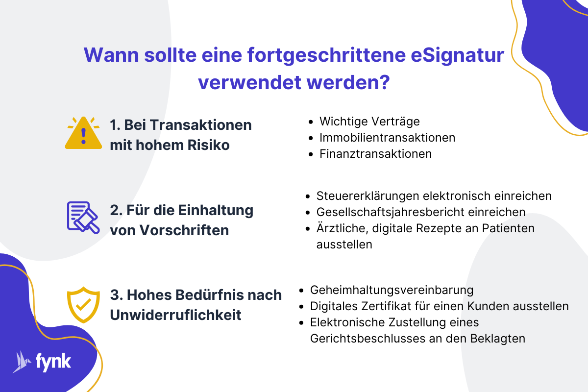 wann sollte eine fortgeschrittene-esignatur-verwendet-werden