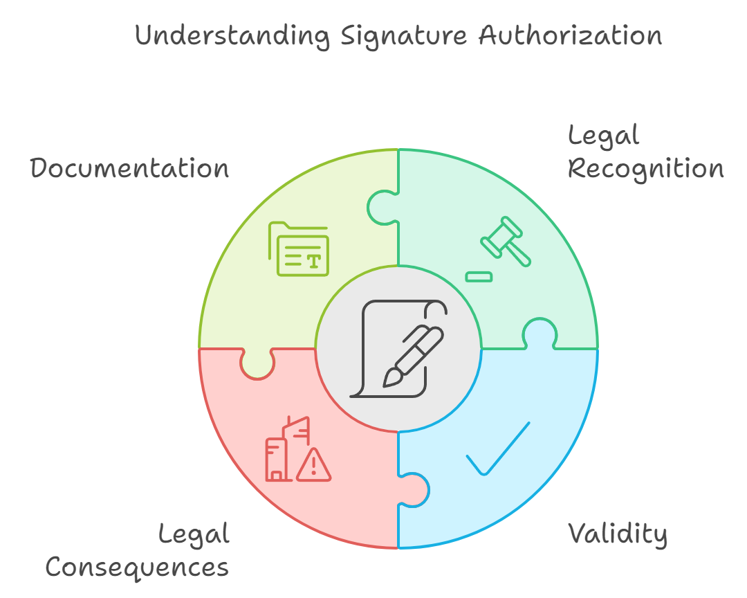 A diagram showing the components of a signature authorization