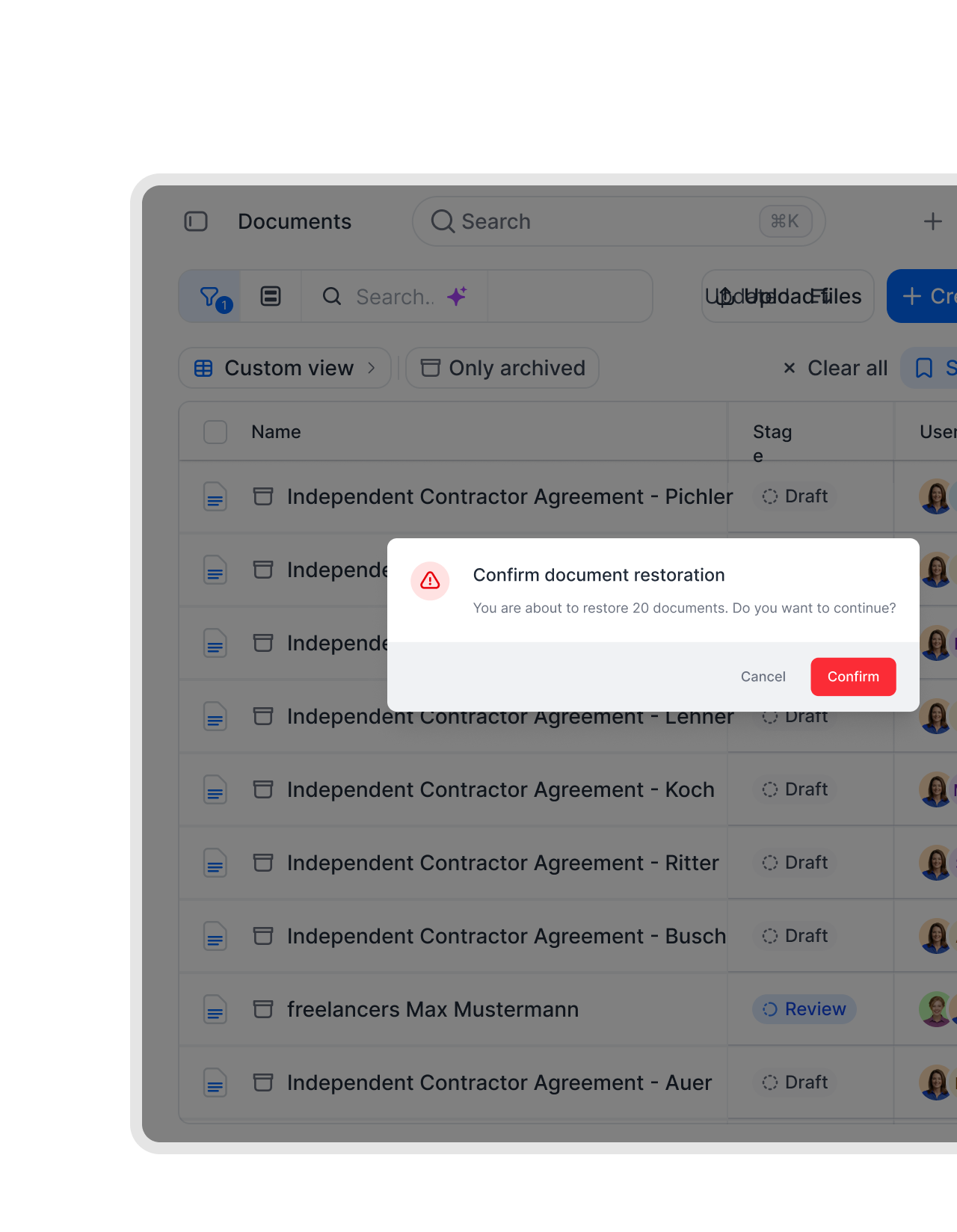 Retire finished vendor contracts, pull them back on cue.