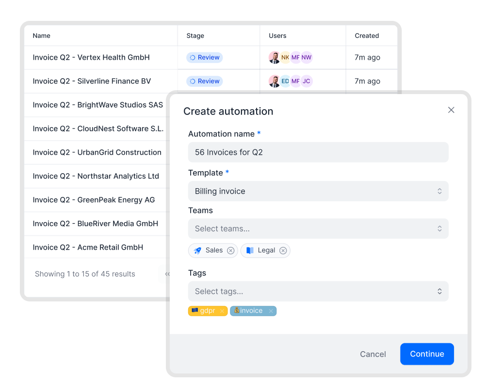 Create hundreds of documents at the same time.