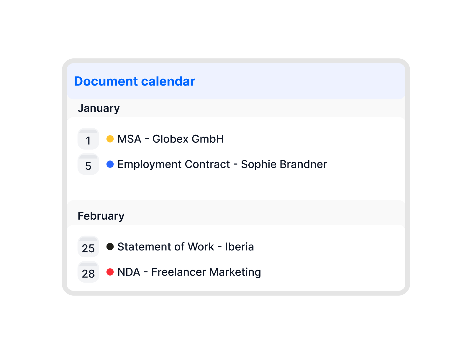 Document calendar