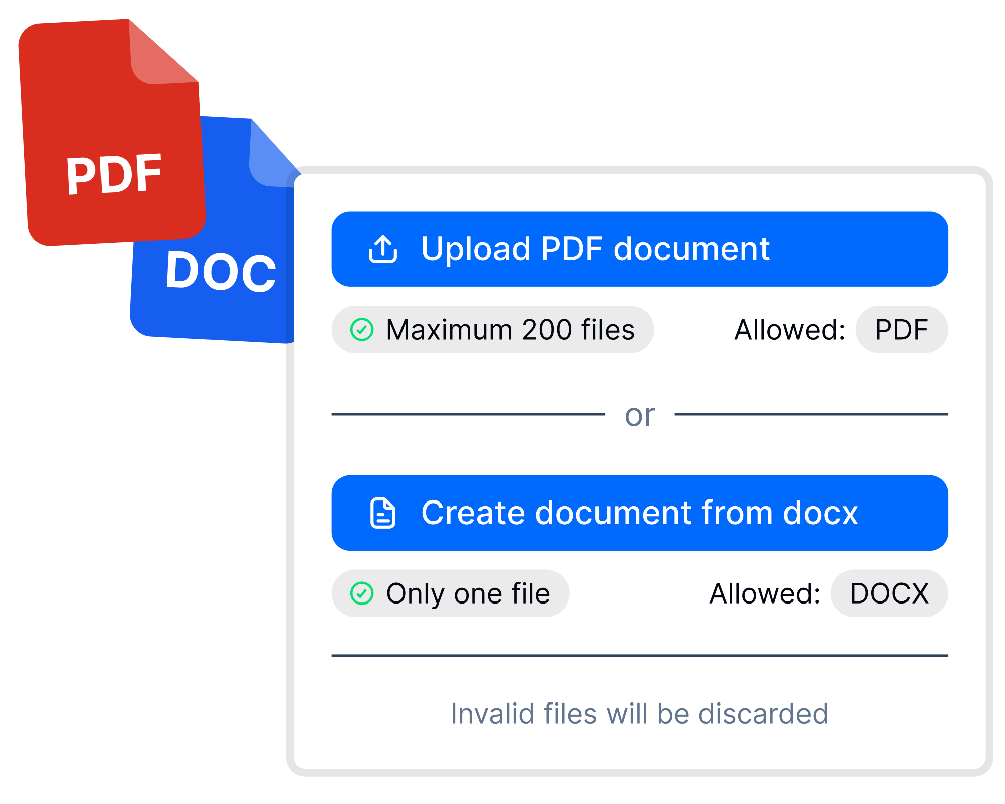 Put every document to work; Docx drafts or signed PDFs.