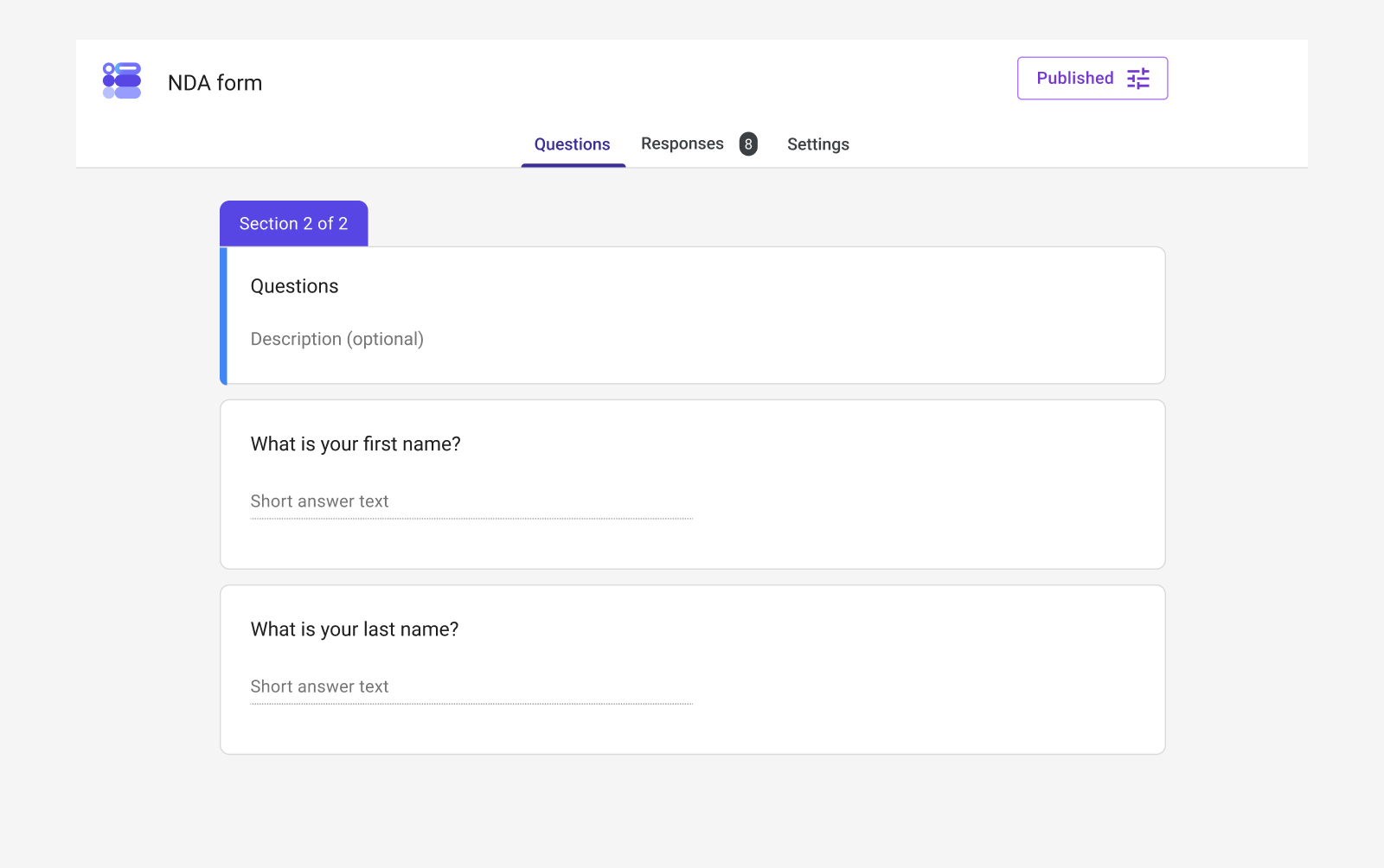 Google form NDA