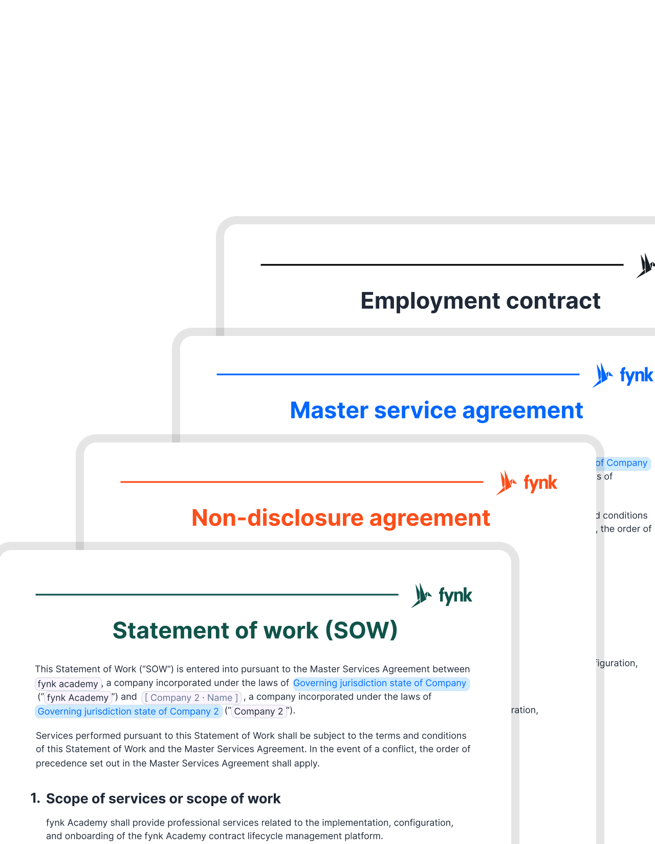 Add company details to headers and footers.