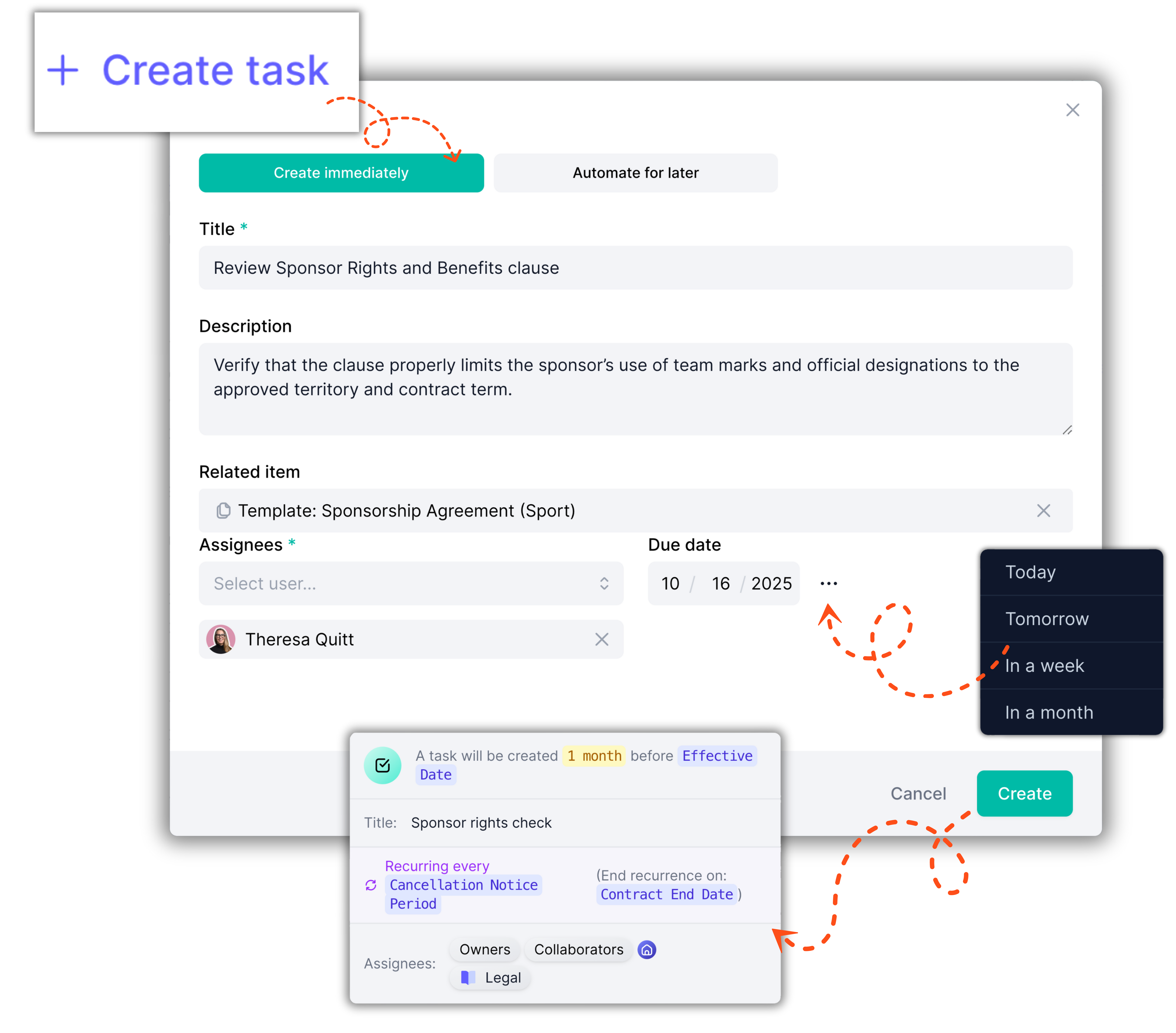 Create immediate task in fynk dashboard