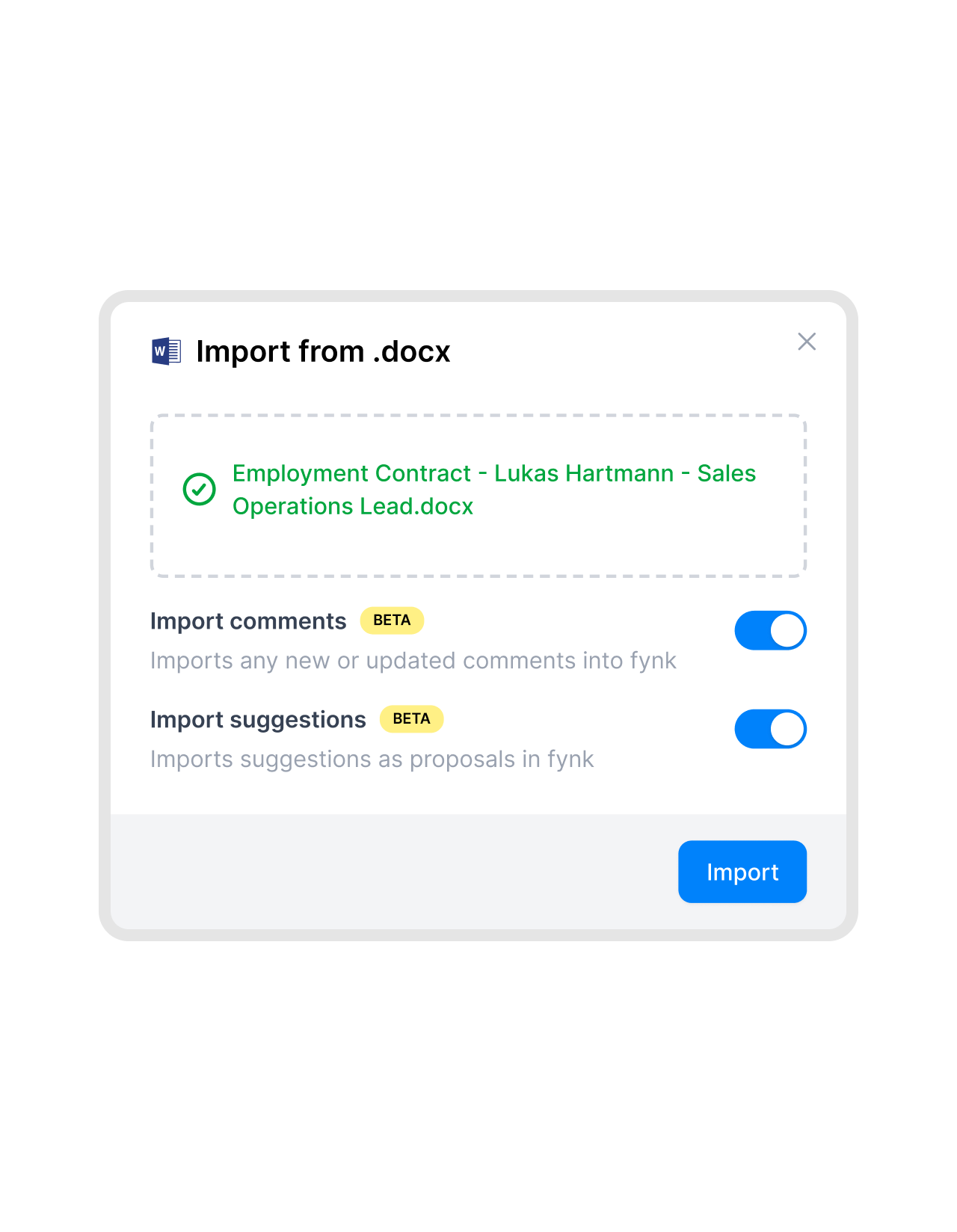 Import external Word without breaking your work.