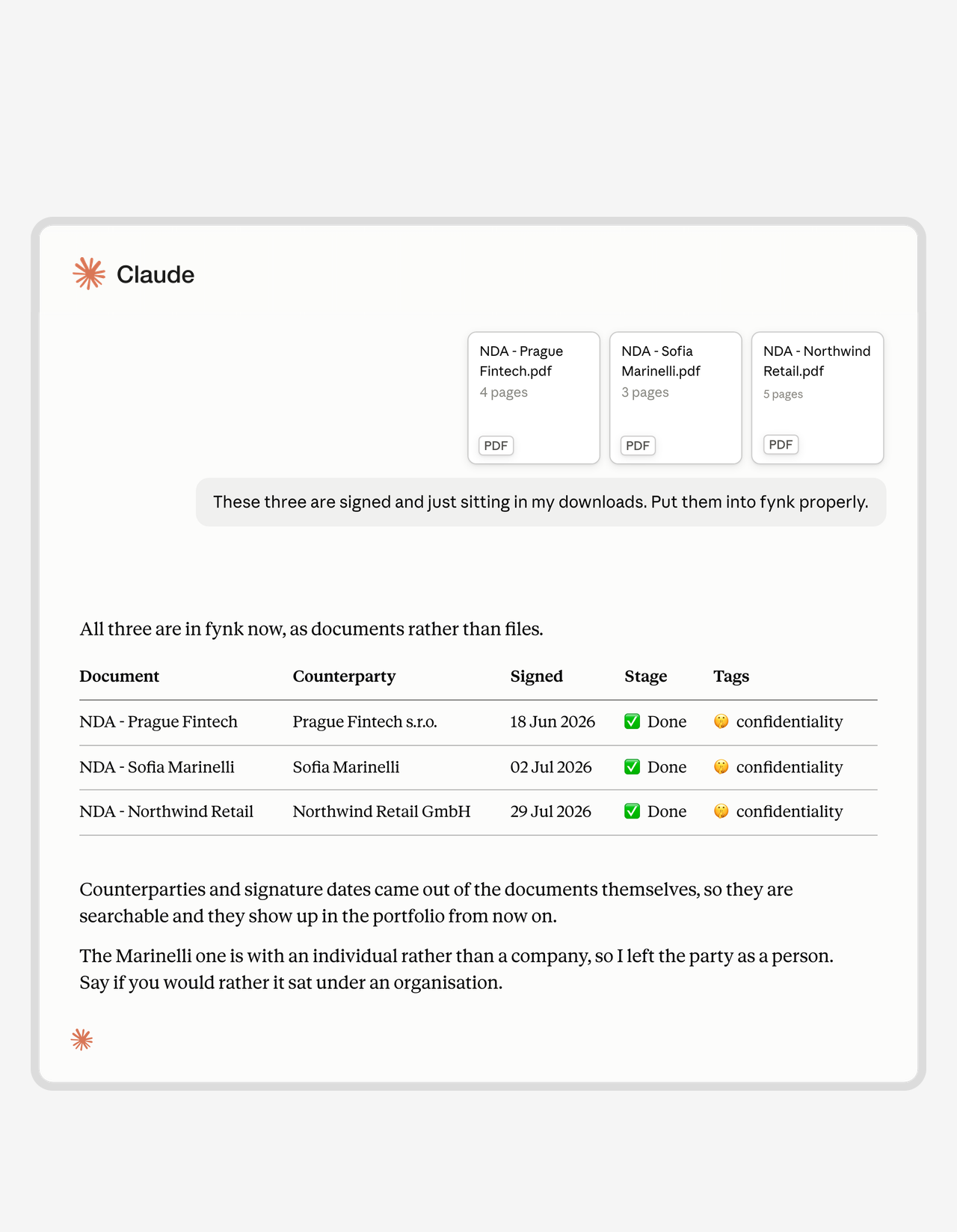 Hand over the folder of signed PDFs. Get an archive that answers back.