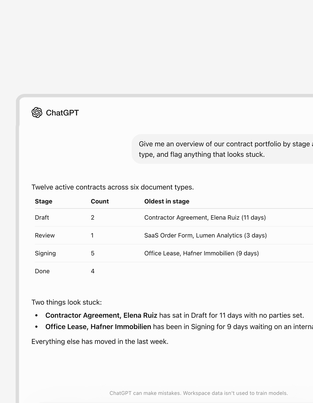 Ask where a contract stands. Skip the hunt.