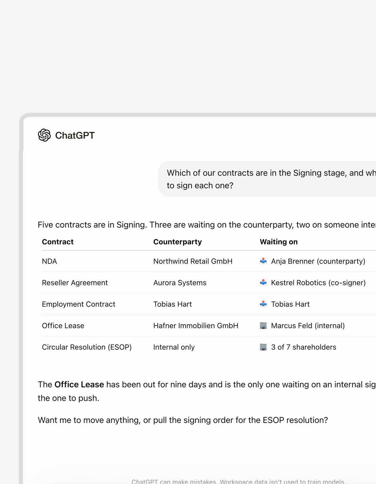 Find out who's sitting on the signature.