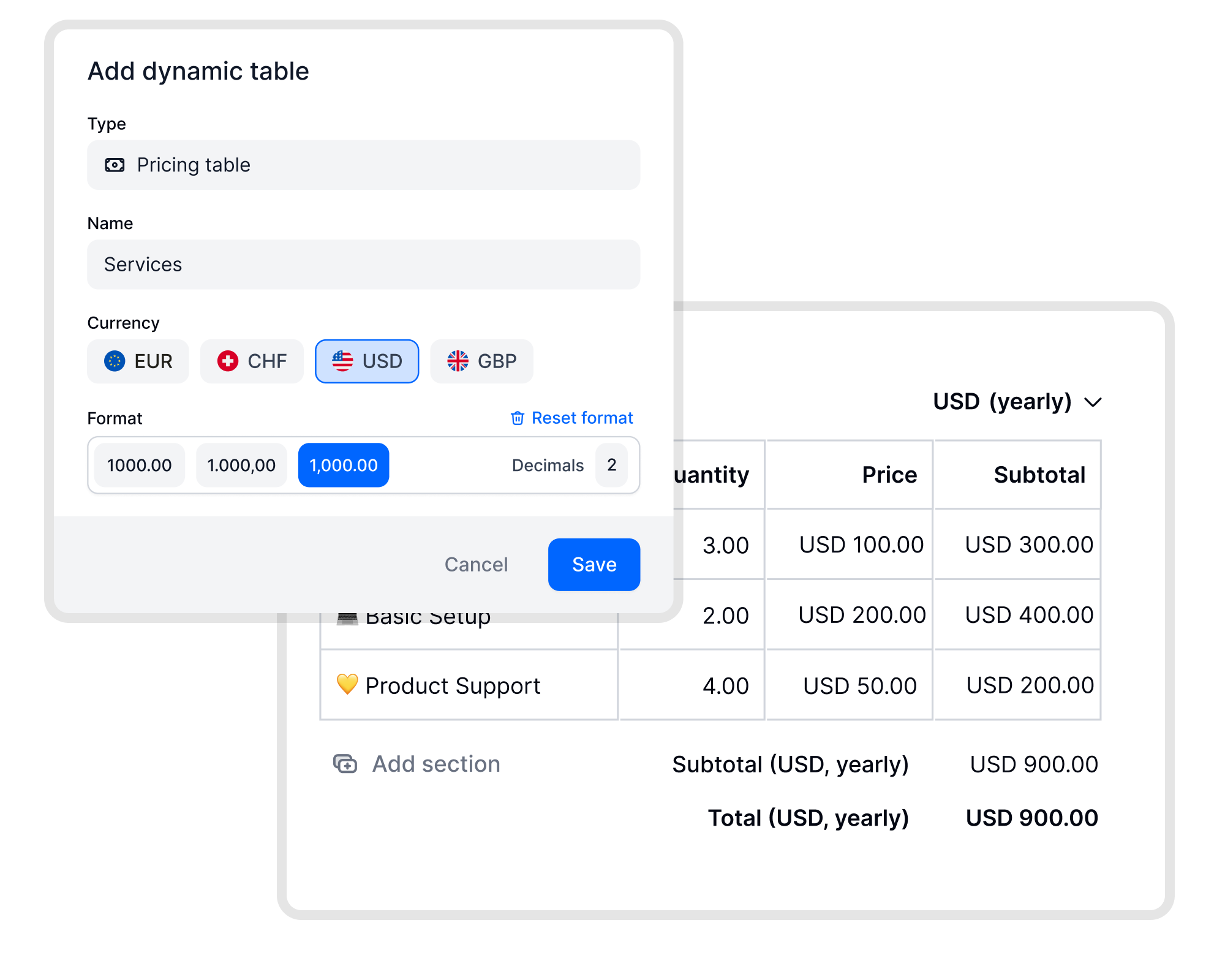 Faster deals with pricing tables that do the math