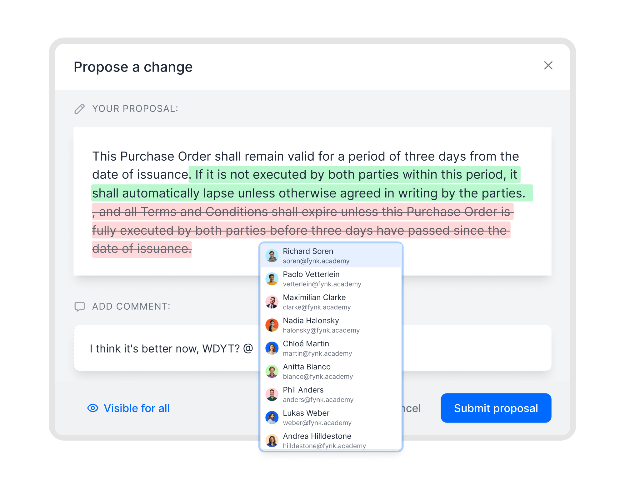 Negotiate in one document. Not in 5 different places.