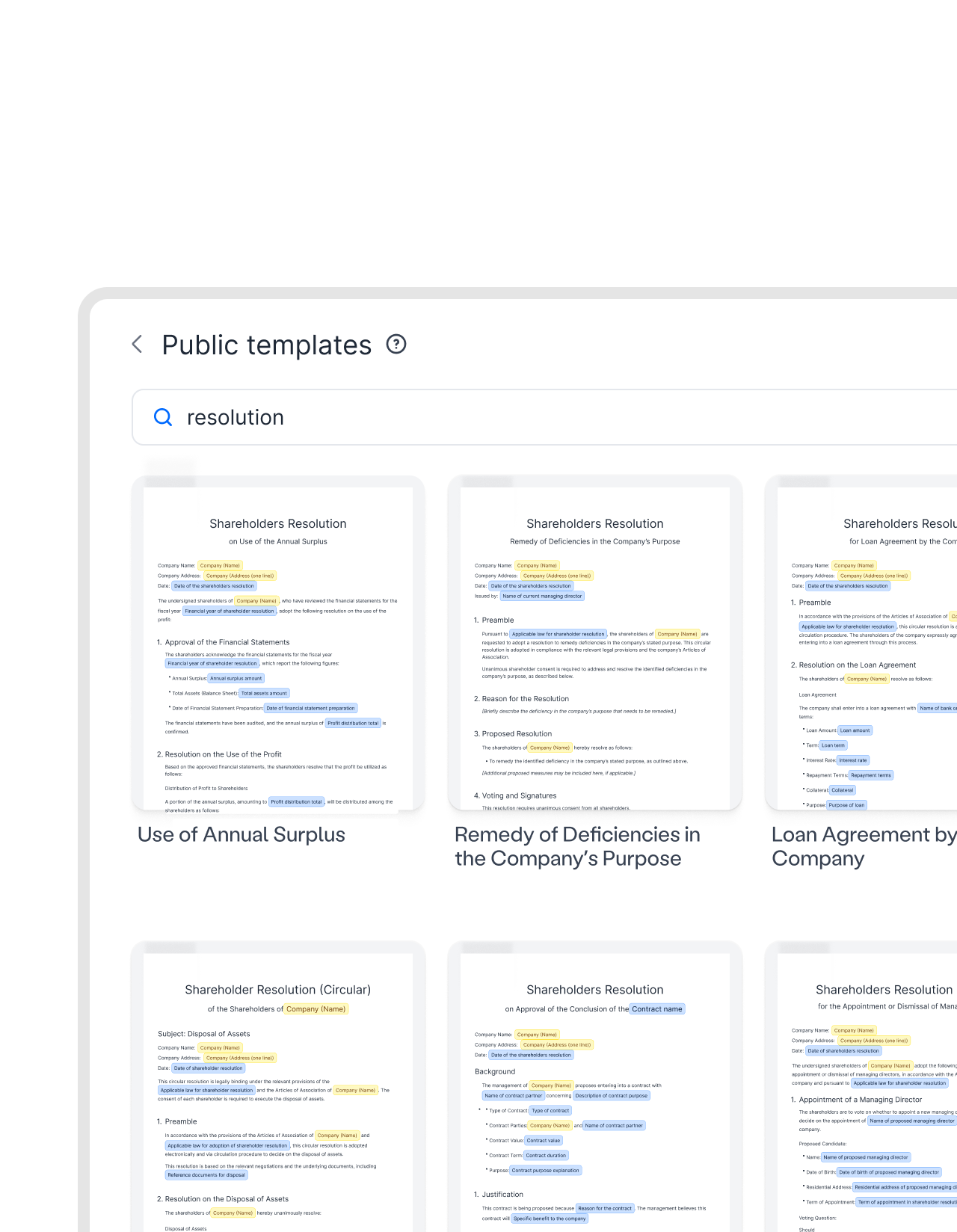 Start faster with a resolution template.
