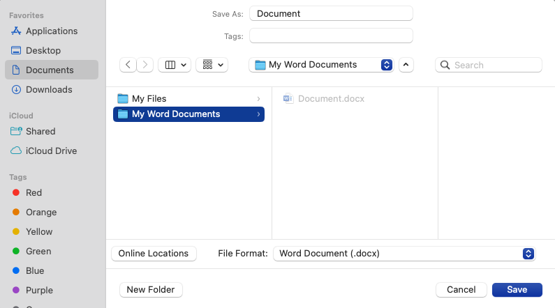 location to save a Word document copy on Mac location to save a Word document copy on Mac
