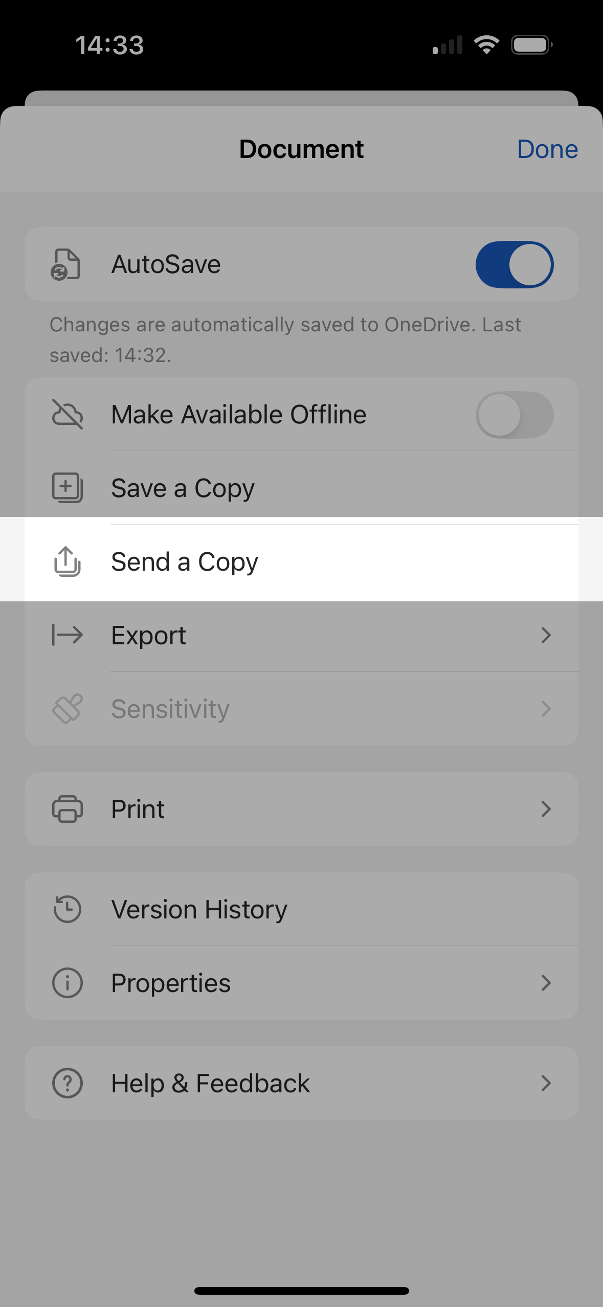 Kopie eines Word-Dokuments auf dem iPhone senden